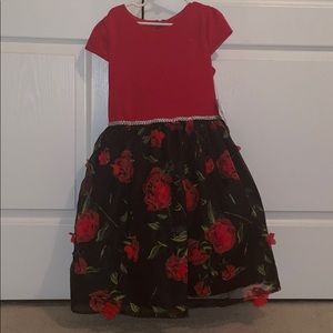 Red and Black flower girl’s dress